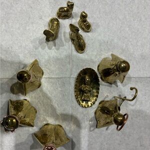Vtg Nativity Set Copper Brass Laton Mexico 10 pc Creche Jesus Animals Miniature